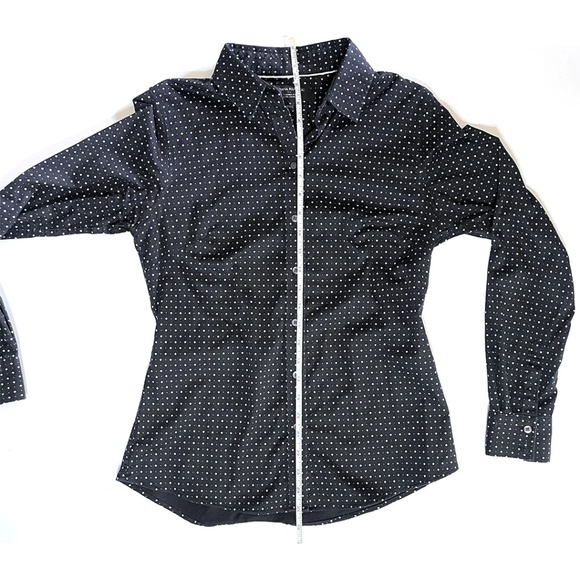 2/$30 Banana Republic Factory Black Shirt Diamond Print Sz 4 - Picture 4 of 10